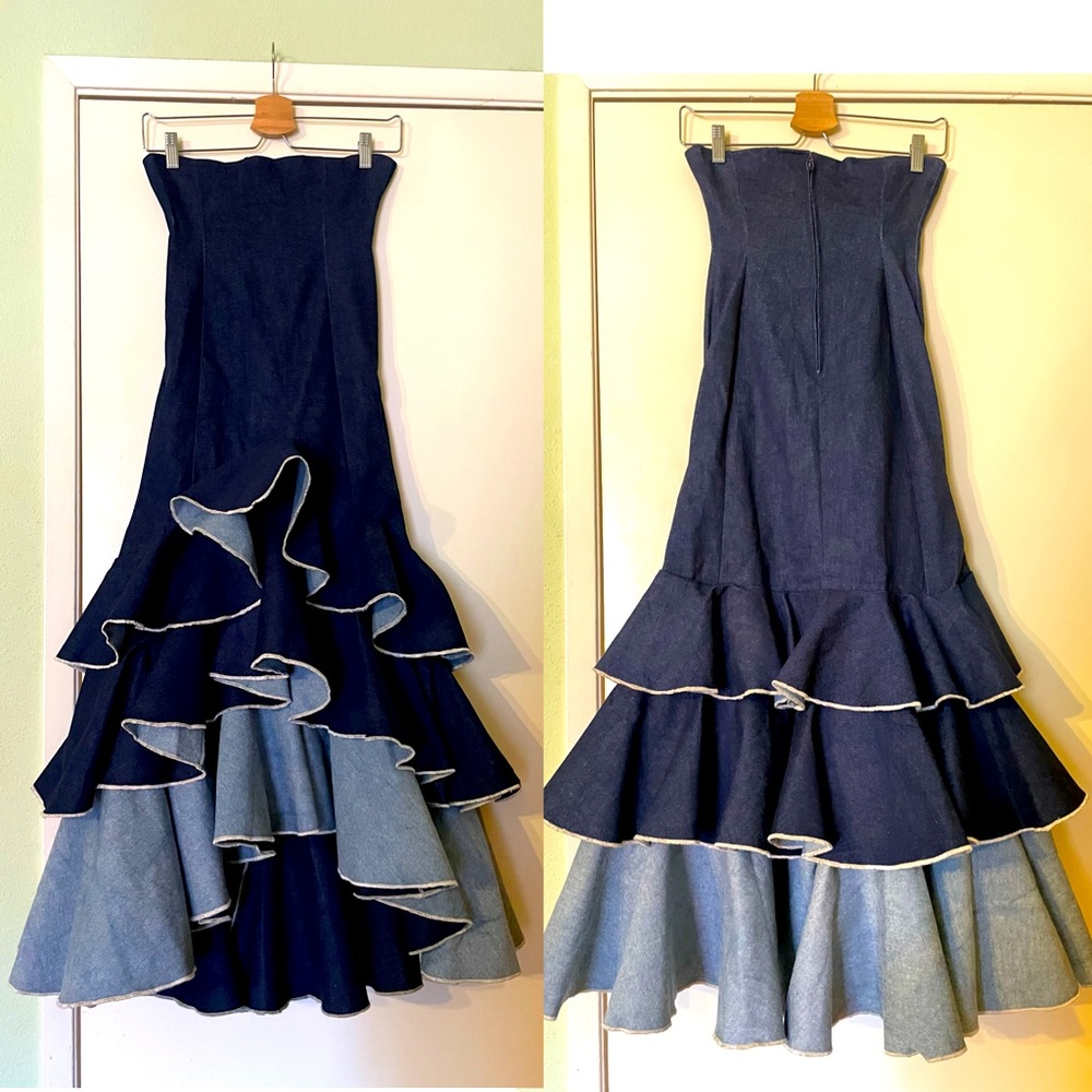 Denim Flamenco Skirt Size S